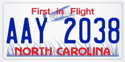 NC license plate AAY2038