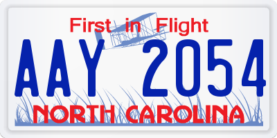NC license plate AAY2054