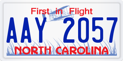 NC license plate AAY2057