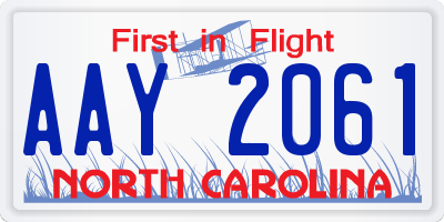 NC license plate AAY2061