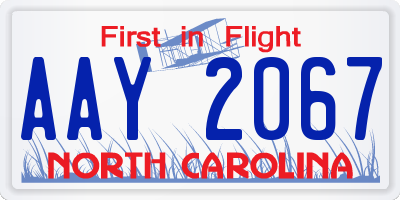 NC license plate AAY2067