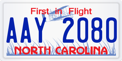 NC license plate AAY2080