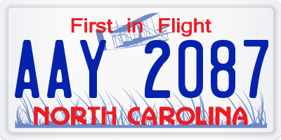 NC license plate AAY2087