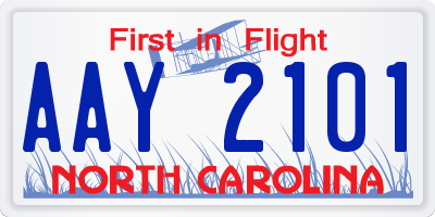 NC license plate AAY2101