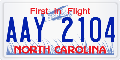 NC license plate AAY2104