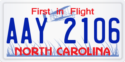 NC license plate AAY2106