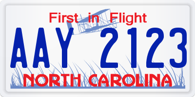 NC license plate AAY2123