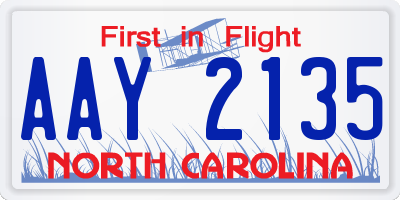 NC license plate AAY2135