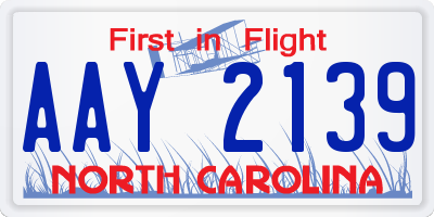 NC license plate AAY2139