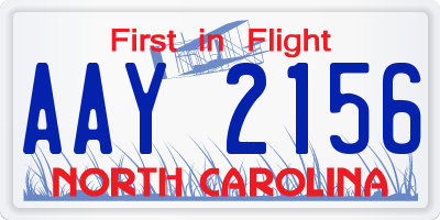 NC license plate AAY2156