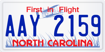 NC license plate AAY2159