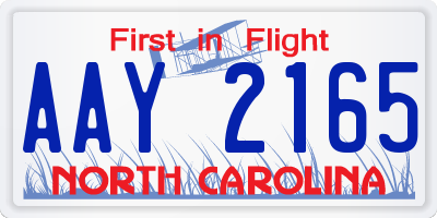 NC license plate AAY2165