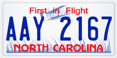 NC license plate AAY2167