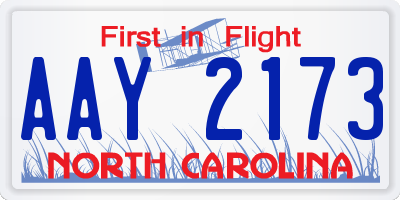 NC license plate AAY2173