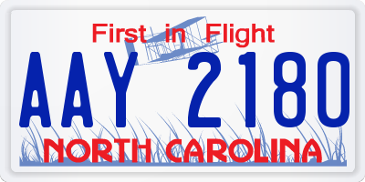 NC license plate AAY2180