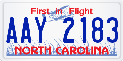 NC license plate AAY2183