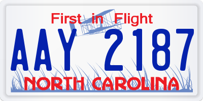 NC license plate AAY2187