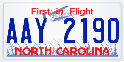 NC license plate AAY2190