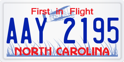 NC license plate AAY2195