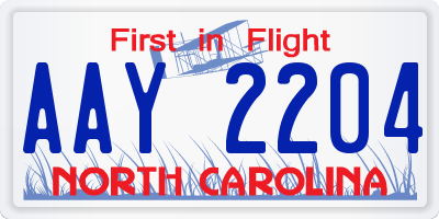 NC license plate AAY2204