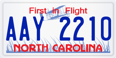 NC license plate AAY2210