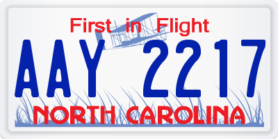 NC license plate AAY2217