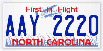 NC license plate AAY2220