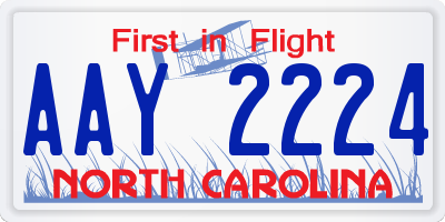 NC license plate AAY2224