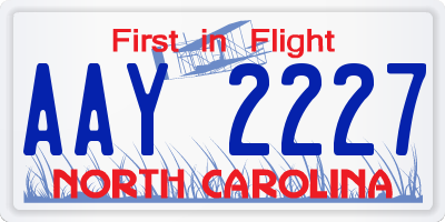 NC license plate AAY2227