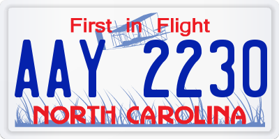NC license plate AAY2230