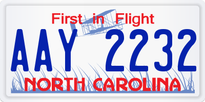 NC license plate AAY2232