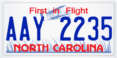 NC license plate AAY2235