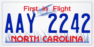 NC license plate AAY2242