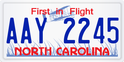 NC license plate AAY2245