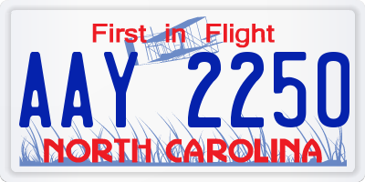 NC license plate AAY2250