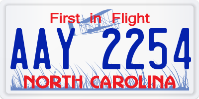 NC license plate AAY2254