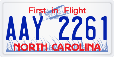 NC license plate AAY2261
