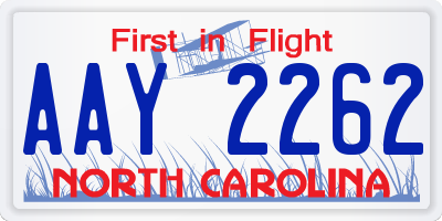 NC license plate AAY2262