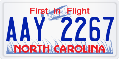 NC license plate AAY2267
