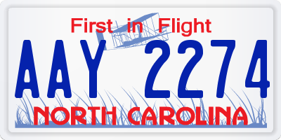 NC license plate AAY2274