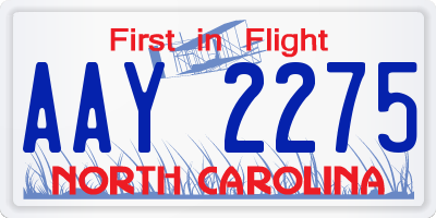 NC license plate AAY2275