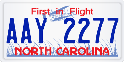 NC license plate AAY2277