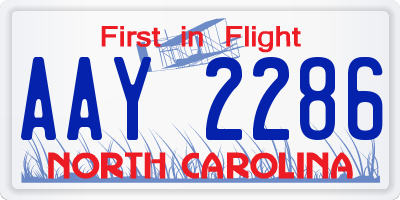 NC license plate AAY2286