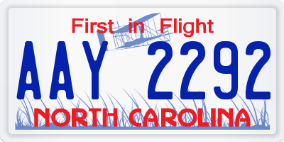 NC license plate AAY2292