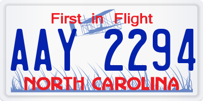 NC license plate AAY2294
