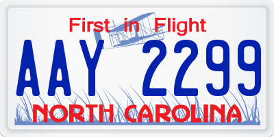 NC license plate AAY2299