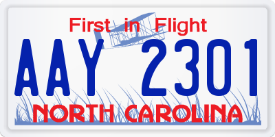 NC license plate AAY2301