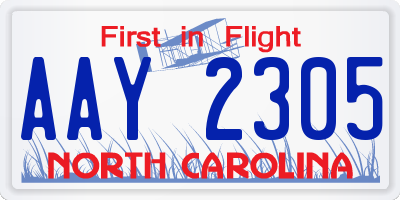 NC license plate AAY2305