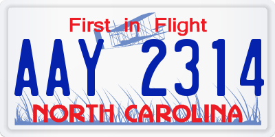 NC license plate AAY2314