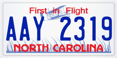 NC license plate AAY2319